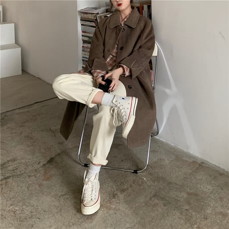 ステンカラーコート ウールコート ロングコート フェイクウール シングルブレスト アウター 長袖 韓国ファッション レディース ルーズ レトロ 大人可愛い ガーリー DTC-656977531859