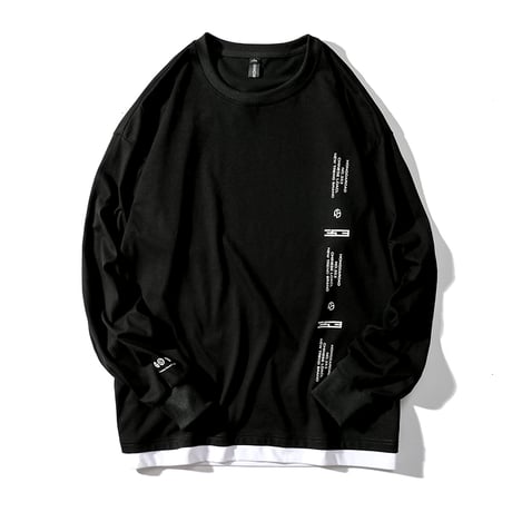 ユニセックス Tシャツ 長袖 韓国ファッション メンズ レディース ラウンドネック シンプル 英字 プリント オーバーサイズ 大きいサイズ ルーズ ストリート DTC-624323933048