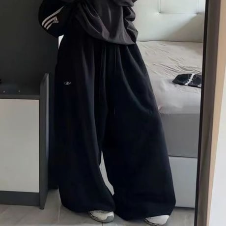 スウェットパンツ ワイドパンツ ウエストゴム ハイウエスト ボトムス 体型カバー イージーパンツ ゆったり レトロ 大人可愛い ガーリー カジュアル DTCA-941222101022