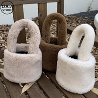 ファーバッグ ボアバッグ ミニバッグ フェイクファー ハンドバッグ バケットバッグ フェイクラムウール もこもこ 鞄 レトロ 韓国ファッション レディース DTC-689192536172