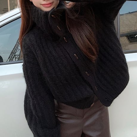 ニットカーディガン ハイネック ニット セーター アウター トップス ボタン スタンドカラー 厚手 長袖 レトロ 韓国ファッション レディース 大人可愛い ガーリー DTCA-831853635820