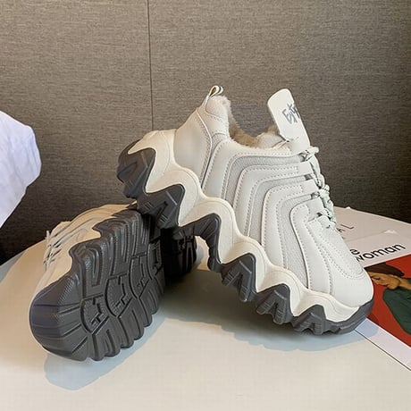 ダットスニーカー レースアップ ヒール6cm 厚底 22.5～25.0cm 韓国ファッション レディース 厚底スニーカー 歩きやすい スポーツ かわいい ガーリー 612789956033