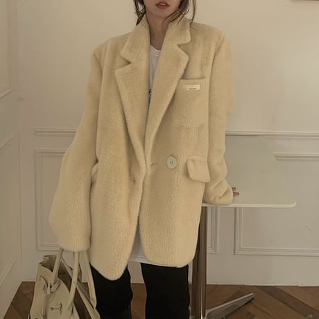 ファージャケット ボアジャケット テーラードジャケット もこもこ ゆったり ボア フェイクファー 長袖 ルーズ レトロ 韓国ファッション レディース 大人可愛い DTC-659218427049