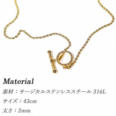 ハワイアンジュエリー ネックレス 金属アレルギー対応 マンテル チョーカーロープ チェーン 43.0cm メンズ レディース サージカルステンレス インスタ Mantel-gnsc-j3