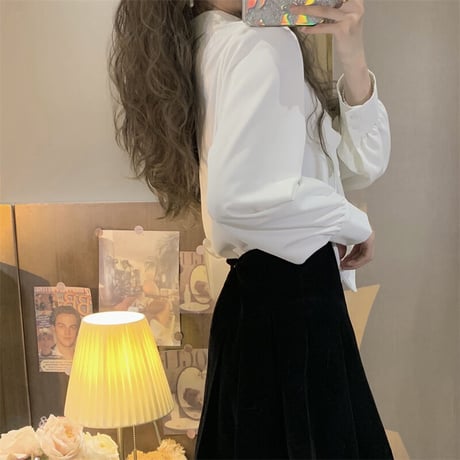 ブラウス ビックリボン フラワーリボン リボンタイ ルーズ 長袖 レトロ 韓国ファッション レディース 大人可愛い ガーリー フェミニン DTC-664148725873