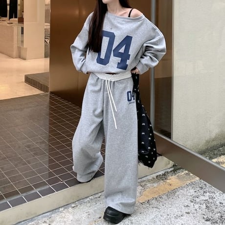 セットアップ 上下セット スウェット ナンバーロゴ トレーナー パンツ オーバーサイズ 長袖 レトロ 韓国ファッション レディース 大人可愛い ガーリー カジュアル DTC-819529018954