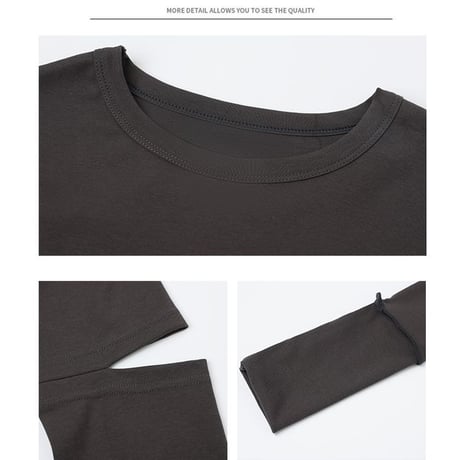 カットアウト Tシャツ クロップド丈 クルーネック ロンT トップス ショート丈 スリムフィット シンプル 長袖 ルーズ レトロ 大人可愛い ガーリー カジュアル DTCA-740310634830