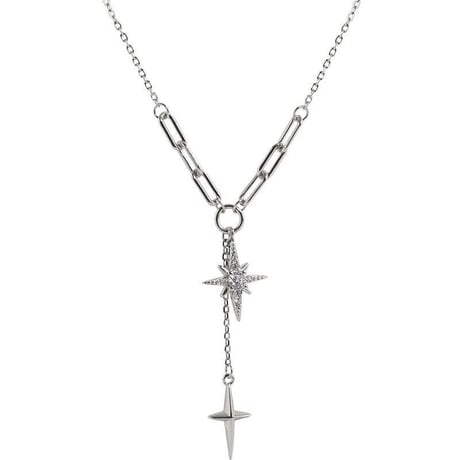 スター クロス ネックレス チェーン付き 六芒星 CZ キュービックジルコニア レディース ペンダント アクセサリー 合金 シンプル ジュエリー アクセサリー DTCA-656708770615