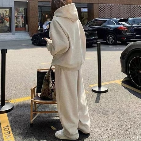セットアップ 上下セット スウェット プルオーバー パーカー パンツ オーバーサイズ 長袖 レトロ 韓国ファッション レディース 大人可愛い ガーリー カジュアル DTCA-828394298944