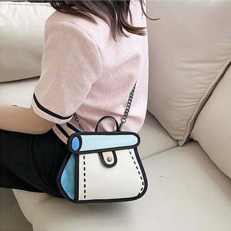 2way 2Dバッグ ショルダーバッグ ハンドバッグ キャンバスバッグ ミニバッグ チェーン 肩掛け 斜め掛け ユニーク かわいい 韓国ファッション レディース DTC-673129556706
