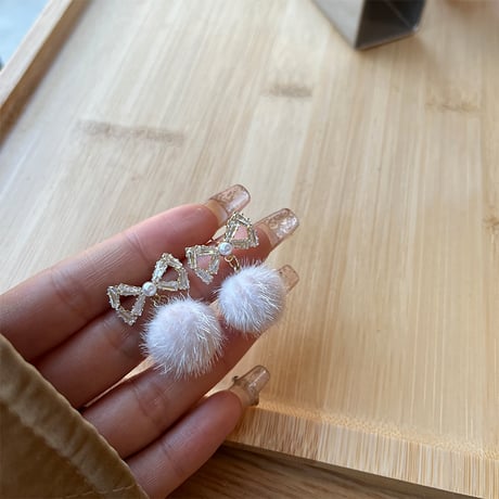 ピアス 両耳用 ボンボン リボン スタッドピアス アクセサリー 合金 シルバー925 ジュエリー DTC-664014293636