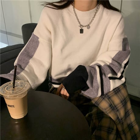 【ニット/セーター】 3カラー ショート丈 袖 プルオーバー 韓国ファッション レディース トップス ハーフハイネック 大人可愛い かわいい ガーリー 630660284983