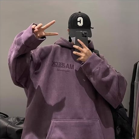 ユニセックス スエード調 パーカー フーディー プルオーバー ロゴ トップス 長袖 オーバーサイズ ゆったり ストリート系男子 ストリート系女子 カジュアル DTCA-854775421280