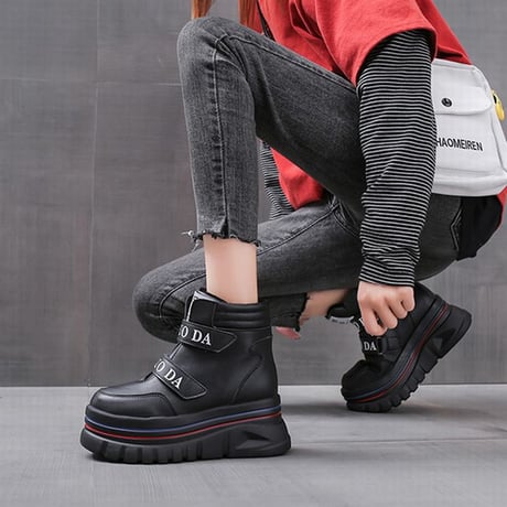 厚底 ダットスニーカー ヒール6cm ハイカット 22.5～24.5cm 韓国ファッション レディース 厚底スニーカー ハイトップ スニーカー カジュアル スポーツ 632308455327