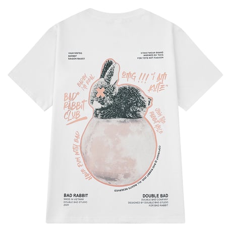 ユニセックス Tシャツ 半袖 BADRABBIT うさぎ プリント オーバーサイズ ゆったり 大きめ 韓国ファッション メンズ レディース カジュアル ストリート系 DTC-643342164117
