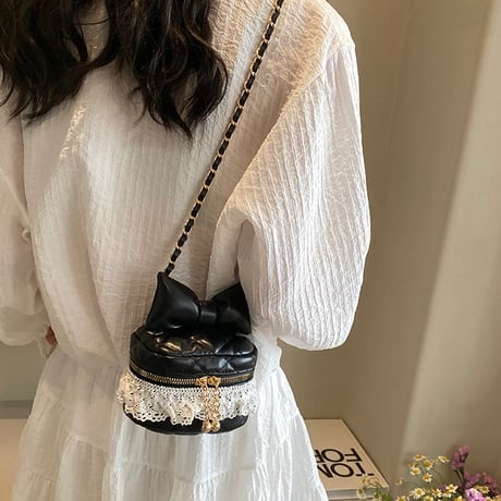 ショルダーバッグ リボン レース キルティング ミニバッグ ポーチ チェーンバッグ オールシーズン バッグ 大人可愛い ガーリー 韓国ファッション レディース DTC-771485719569