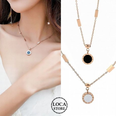 ネックレス レディース ローマ数字 ピンクゴールド シェル 金属アレルギー対応 チタン ステンレス シンプル ペンダント 人気 ジュエリー (DTC-571599592097)