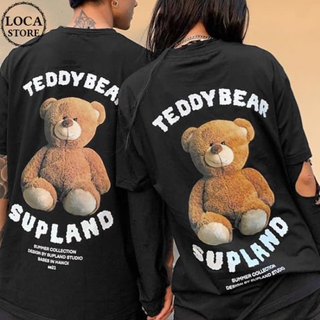 ユニセックス Tシャツ 半袖 クマちゃん バックプリント オーバーサイズ カジュアル 韓国ファッション メンズ レディース 韓国ストリートファッション DTC-644871071664