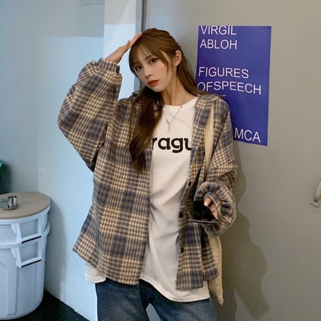 チェック柄 シャツ 起毛 オーバーサイズ 長袖 韓国ファッション レディース チェックシャツ シャツジャケット ルーズ 大きいサイズ ゆったり 大人可愛い ガーリー DTC-628559041267