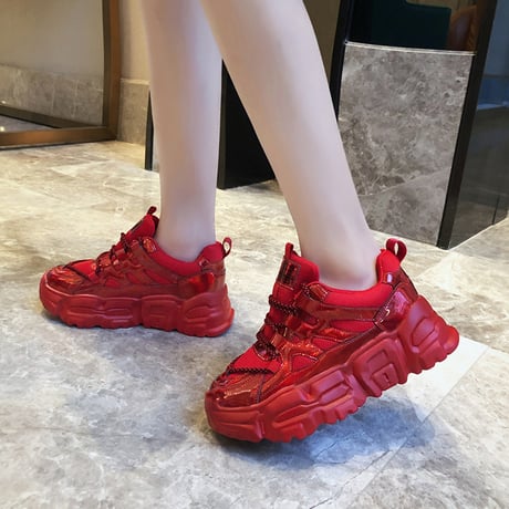 ダッドスニーカー 厚底 レースアップ 6cm 韓国ファッション レディース スニーカー ダッドシューズ 厚底スニーカー ボリュームスニーカー スポーツ 歩きやすい 610111980291
