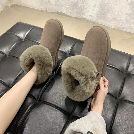 ムートンブーツ ファーブーツ サイドジッパー 23.0～25.5cm 韓国ファッション レディース ファー ブーツ もこもこ 防寒 カジュアル ガーリー 631571910004