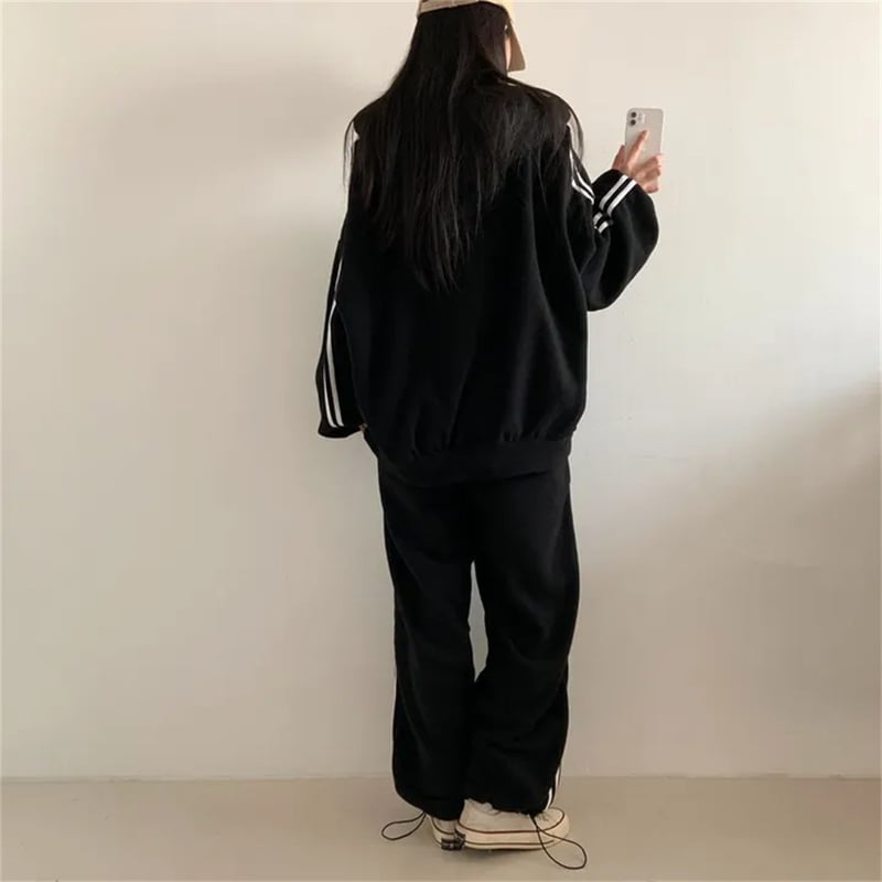 セットアップ 上下セット スウェット サイドライン ダブルジップ