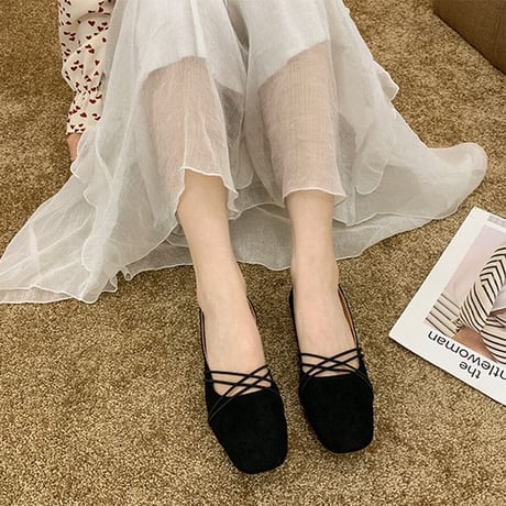 パンプス フラットシューズ スエード スクエアトゥ ぺたんこ 韓国ファッション レディース フラット フラットパンプス キュート 痛くない かわいい 歩きやすい 600321796302