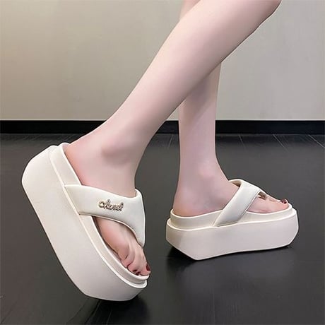 厚底 トングサンダル 22.0～24.5cm ウエッジソール 厚底サンダル プラットフォーム サンダル 美脚効果 脚長 スタイルアップ 韓国ファッション レディース DTC-716855905586