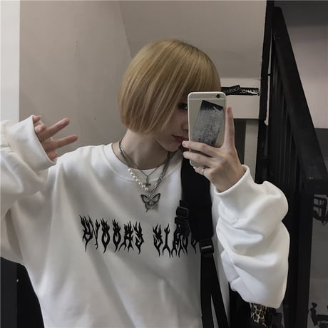 ユニセックス トレーナー メンズ レディース プラスベルベット 英字 スケルトン バックプリント スウェット オーバーサイズ 大きいサイズ ルーズ ストリート TBN-628453247329