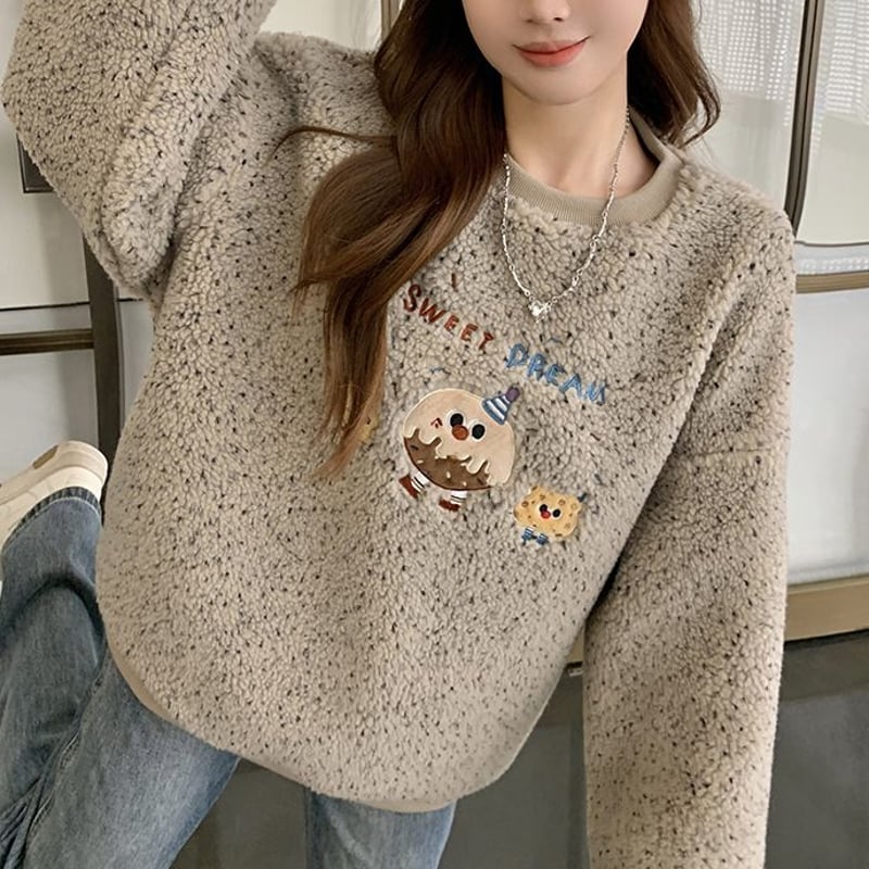 ボアトレーナー ボアトップス フェイクラムウール オーバーサイズ