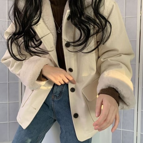 ボアジャケット もこもこ ウール 防寒 韓国ファッション レディース ボアブルゾン ルーズ ボア 長袖 ゆったり 大人可愛い ガーリー DTC-628316384541