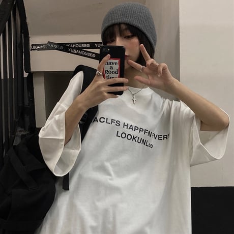 ユニセックス Tシャツ 半袖 ドロップショルダー ラウンドネック オーバーサイズ 韓国ファッション メンズ レディース トップス カジュアル ストリートファッション DTC-638055341572
