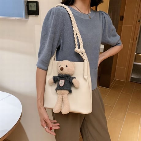 クマのぬいぐるみ ワンショルダートートバッグ アニマルバッグ ショルダーバッグ ミニバッグ バッグ 肩掛け シンプル 鞄 レトロ DTC-624341543778