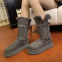 2Way 厚底 ムートンブーツ 22.5～25.0cm ロングブーツ ファーブーツ ボアブーツ 防寒 厚底ブーツ カジュアル 韓国ファッション レディース DTCA-853067595962
