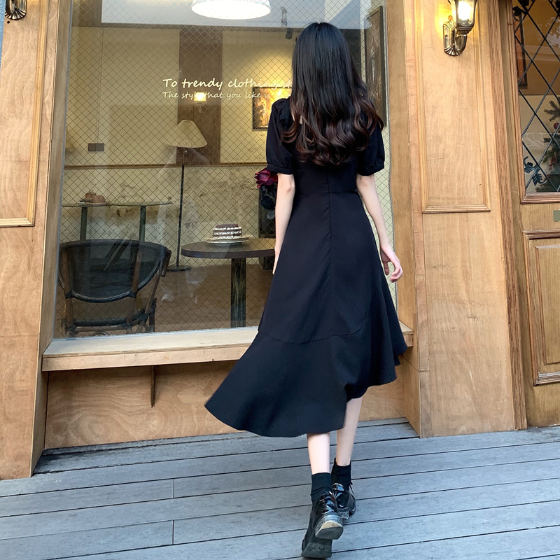 不規則デザイン スリミングワンピース アシンメトリー ウエストレース