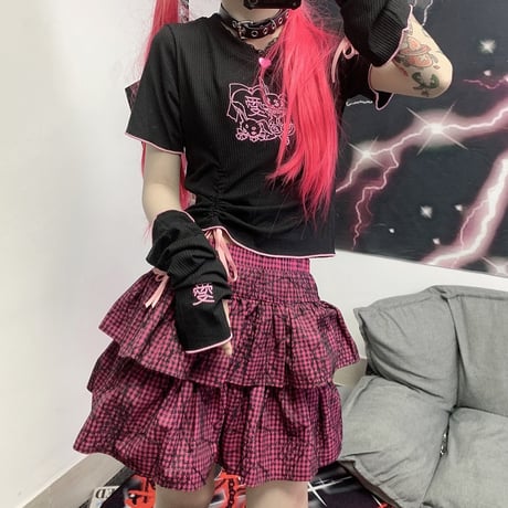 セットアイテム tシャツ アームウォーマー アームカバー 半袖 トップス 2点セット レトロ 大人可愛い ガーリー カジュアル DTC-638967987367