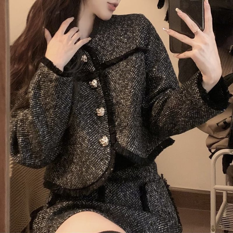 セットアップ ツイード ショートジャケット ミニスカート 上下セット  