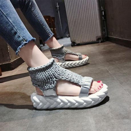 スポーツサンダル 22.5～25.0cm 厚底 ソックス ダットソール スポサン 韓国ファッション レディース ニットサンダル サンダル 厚底サンダル 歩きやすい 549429172556