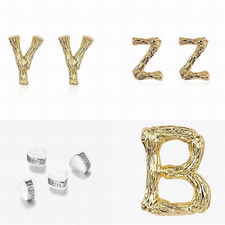 ピアス アルファベット A～Z イニシャル ゴールド 韓国アクセサリー キラキラ 合金 シルバー925 アクセサリー DTC-613509861164
