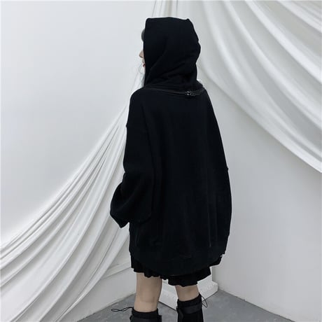 2way パーカー ショルダージップ オフショルダー オーバーサイズ ゆったり ルーズ 韓国ファッション レディース カジュアル ストリートファッション ガーリー DTC-615256713000