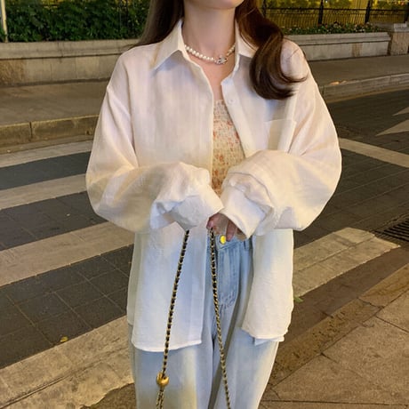 2点セット シャツ 薄手 ブラウス キャミソール 花柄 長袖 トップス ゆったり レトロ 韓国ファッション レディース 大人可愛い ガーリー カジュアル フェミニン DTC-669186925079