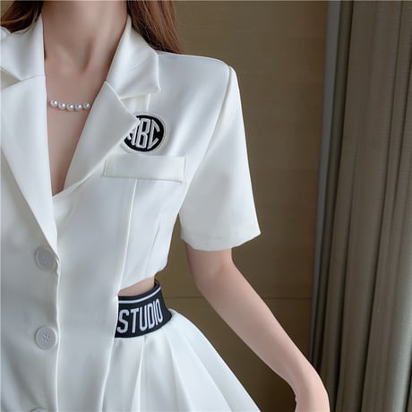 ワンピース 背中開き 背中見せ セクシー ハイウエスト 半袖 韓国ファッション レディース シャツワンピース Aライン 無地 シンプル 大人可愛い ガーリー DTC-641249916774