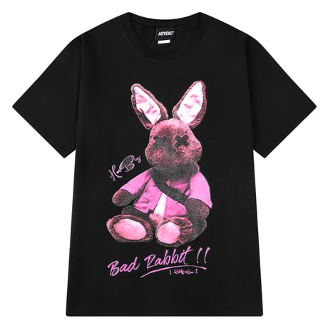 ユニセックス Tシャツ 半袖 ラウンドネック バッドラビット うさぎ プリント オーバーサイズ 韓国ファッション メンズ レディース ストリートファッション DTC-621638638683