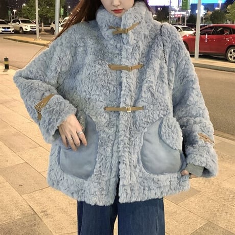 ボアジャケット ボアブルゾン  ゆったり アウター ビックシルエット 体型カバー シンプル レトロ 韓国ファッション レディース 大人可愛い ガーリー カジュアル DTC-658290946224