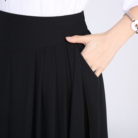 レディース レースフリル ワイドパンツ クロップドパンツ スカート風パンツ ガウチョ 韓国ファッション  (DCT-588962570413_a)