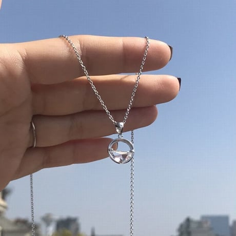 ネックレス レディース スターリングシルバー クリア ブルー 人工水晶 シルバー925 シンプル ペンダント 人気 かわいい アクセサリー ジュエリー プレゼント (DTC-565114640165)