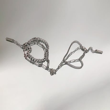 磁石で一つのハートになる ペア ブレスレット 金属アレルギー対応 磁石 ハート チェーン マグネット シンプル チタン カップル アクセサリー DTC-651230101287