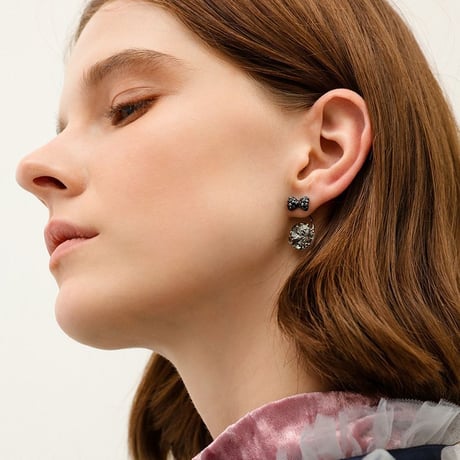 ピアス リボン CZ キラキラ 韓国アクセサリー キャッチ CZ キュービックジルコニア 合金 シルバー925 アクセサリー DTC-559637702621