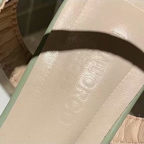 サンダル イミテーションパール チャンキーヒール 5cm スクエアトゥ アンクルストラップ 韓国ファッション レディース 痛くない かわいい 靴 歩きやすい 612819405931