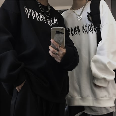ユニセックス トレーナー メンズ レディース プラスベルベット 英字 スケルトン バックプリント スウェット オーバーサイズ 大きいサイズ ルーズ ストリート TBN-628453247329